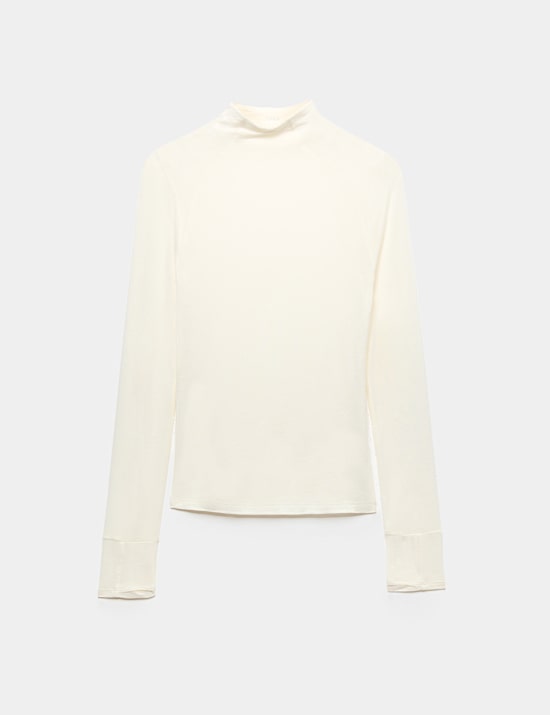 Merinotec&trade; Merino Blend High Neck Fitted Top