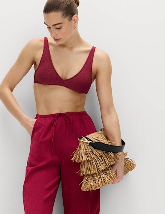 Glitter V-Neck Bikini Top