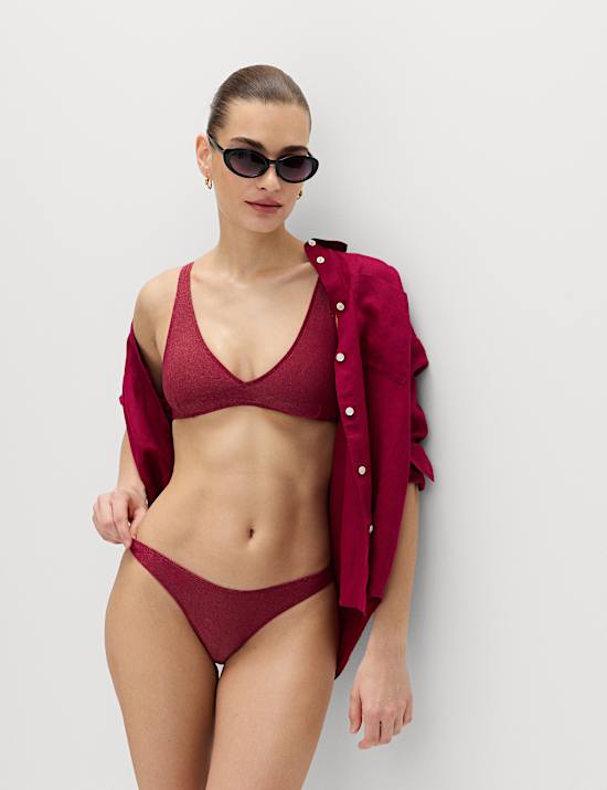 Glitter V-Neck Bikini Top