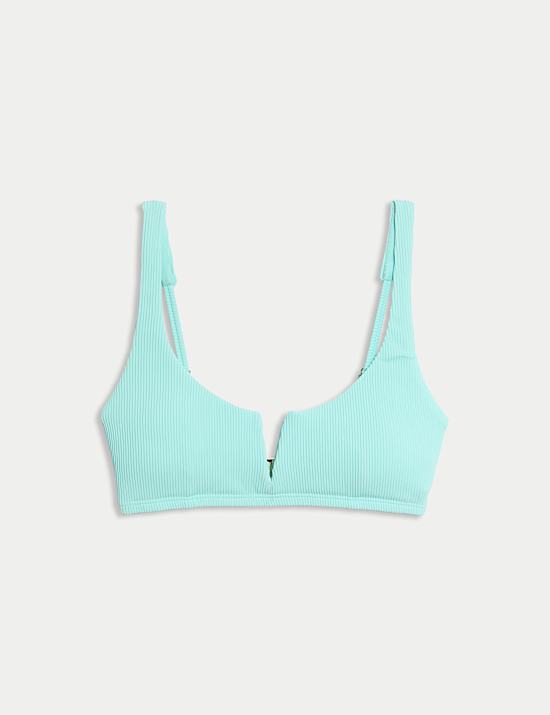 Haut de bikini côtelé à devant en V