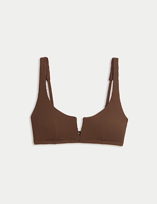Ribbed V-Front Bikini Top