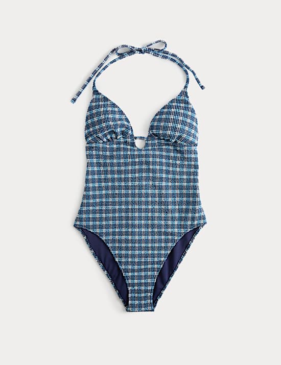 Textured Halter Neck Swimsuit