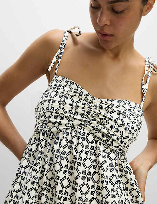 Pure Cotton Printed V-Neck Midaxi Beach Dress