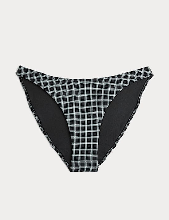 Bas de bikini coupe &eacute;chancr&eacute;e &agrave; carreaux