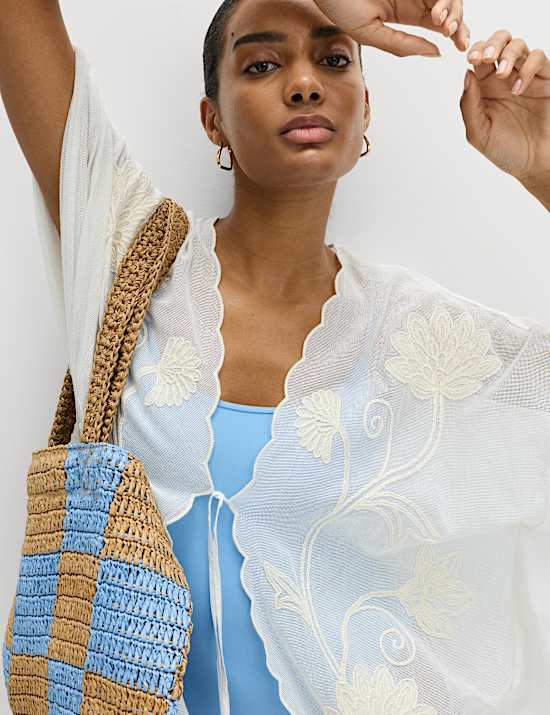 Kaftan mit hohem Baumwollanteil und Stickerei