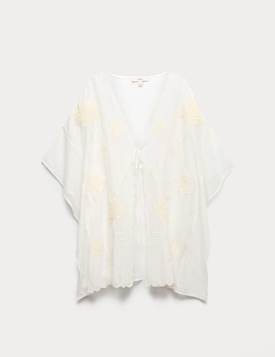 Kaftan mit hohem Baumwollanteil und Stickerei