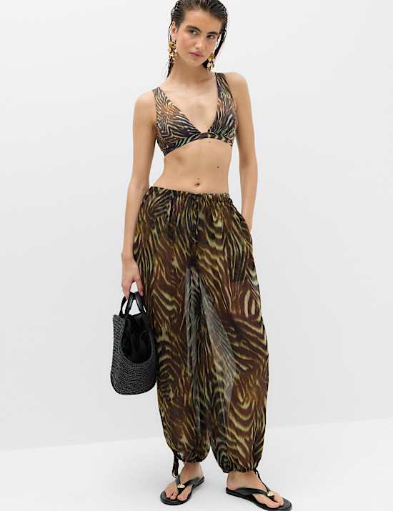 Animal Print Padded Plunge Bikini Top