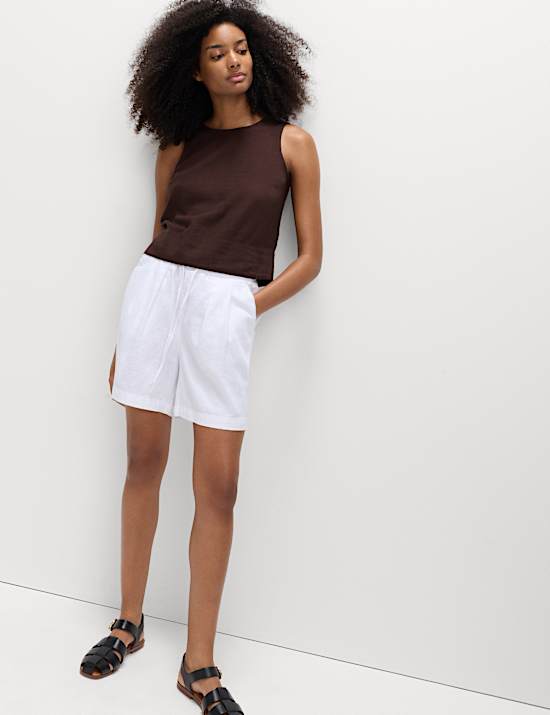 Round Neck Vest with Linen