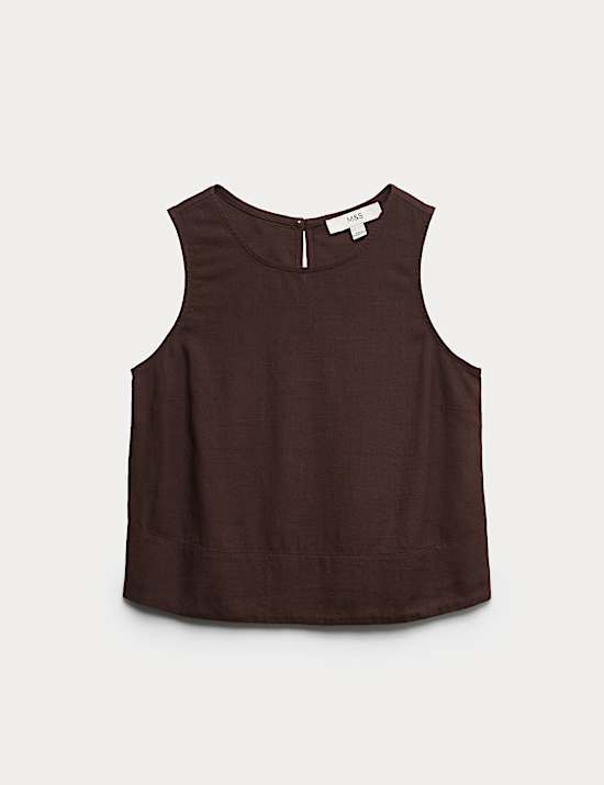 Round Neck Vest with Linen