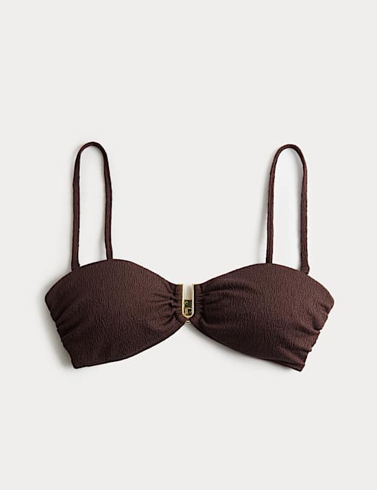 U-Notch Textured Bandeau Bikini Top