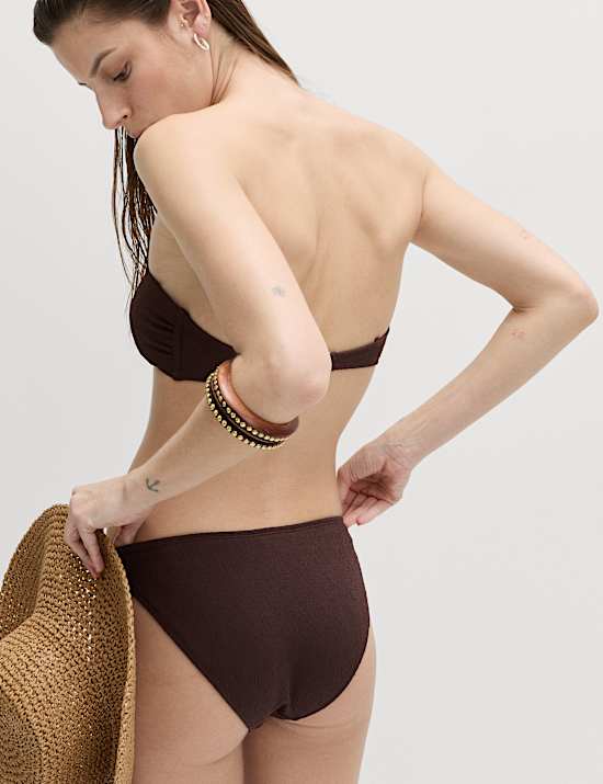 Textured High Leg Bikini Bottoms