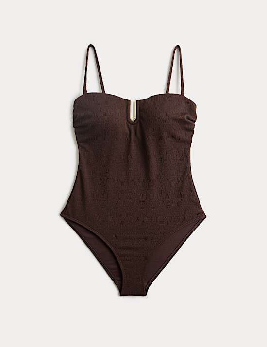 U-Notch Textured Bandeau Swimsuit