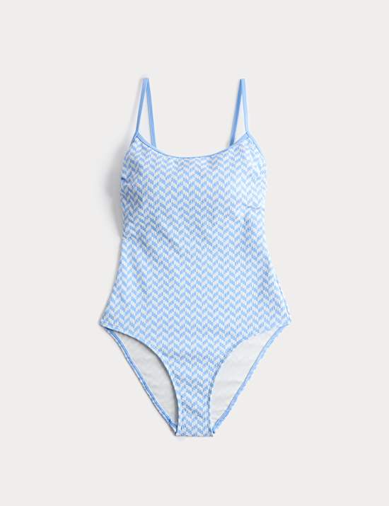 Jacquard Textured Scoop Neck Swimsuit