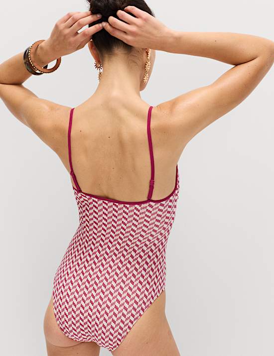 Jacquard Textured Scoop Neck Swimsuit