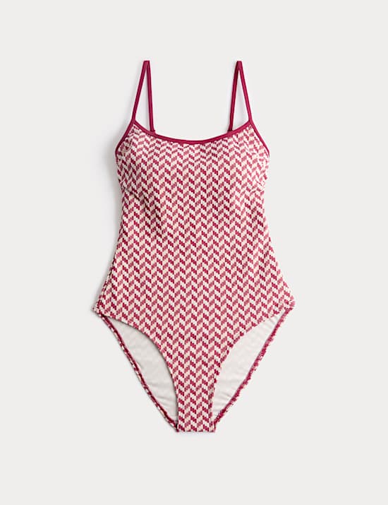 Jacquard Textured Scoop Neck Swimsuit