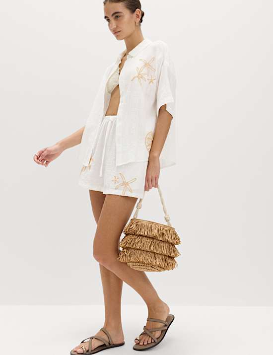 Vy&scaron;&iacute;van&aacute; pl&aacute;žov&aacute; ko&scaron;ile s kr&aacute;tk&yacute;m ruk&aacute;vem s vysok&yacute;m pod&iacute;lem bavlny