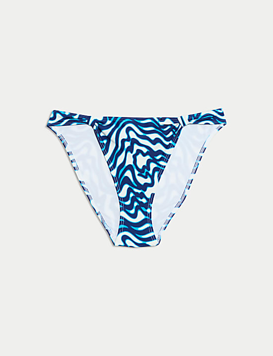 Printed Knot Detail High Leg Bikini Bottoms