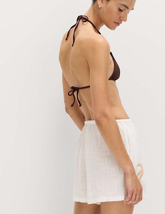 Cotton Rich Embroidered Beach Shorts