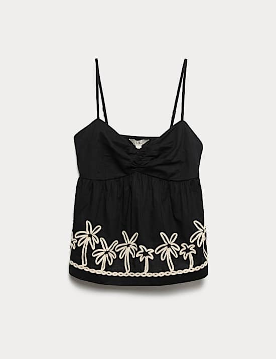 Pure Cotton Embroidered Cami Beach Top