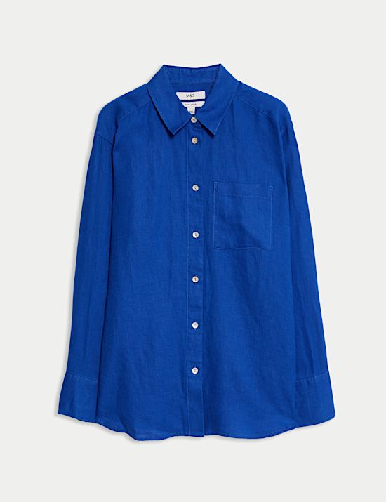 Pure Linen Oversized Girlfriend Style Shirt
