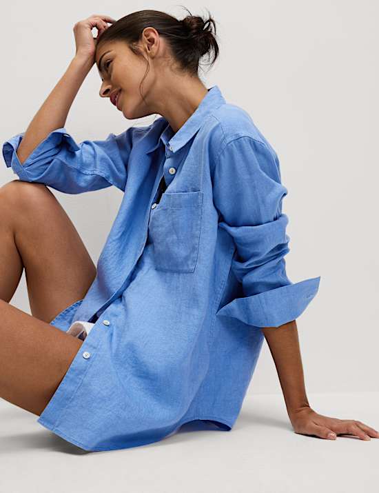 Pure Linen Oversized Girlfriend Style Shirt