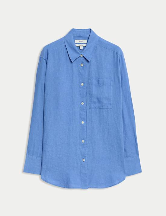Pure Linen Oversized Girlfriend Style Shirt