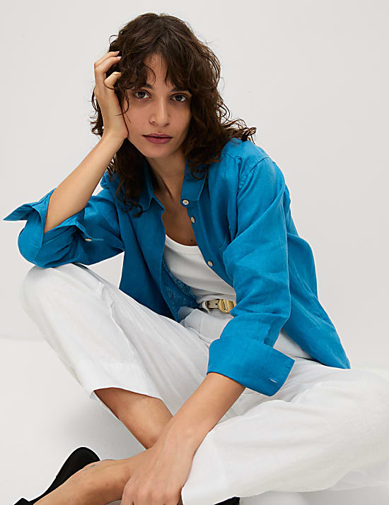 Pure Linen Oversized Girlfriend Style Shirt