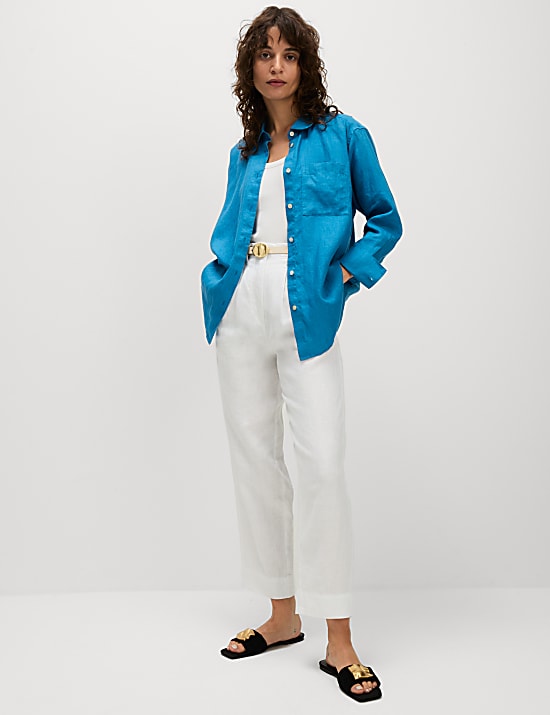 Pure Linen Oversized Girlfriend Style Shirt