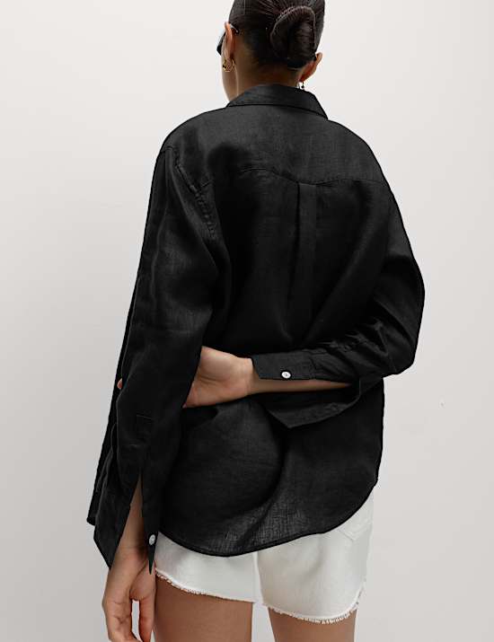 Pure Linen Oversized Girlfriend Style Shirt