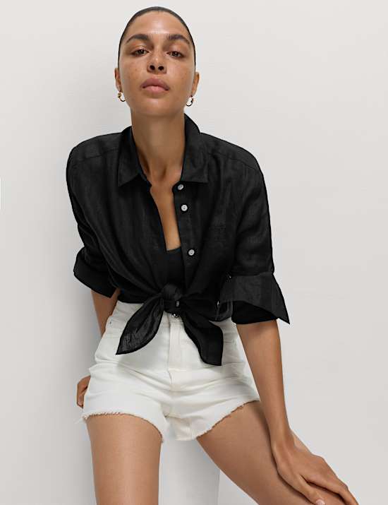 Pure Linen Oversized Girlfriend Style Shirt