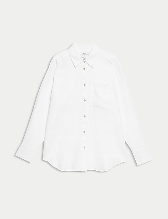 Pure Linen Oversized Girlfriend Style Shirt