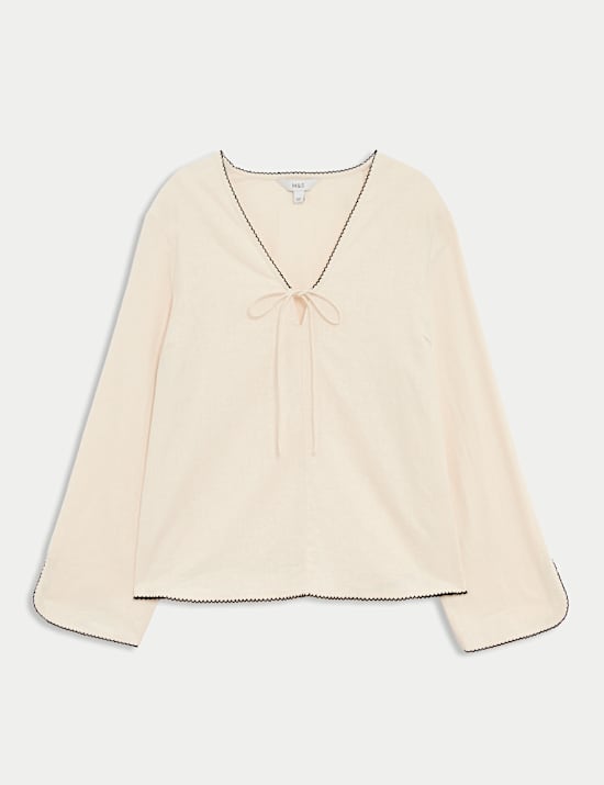 Linen Rich V-Neck Top