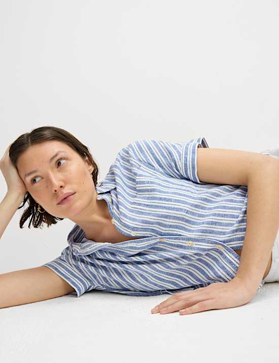 Linen Rich Striped Relaxed Shirt