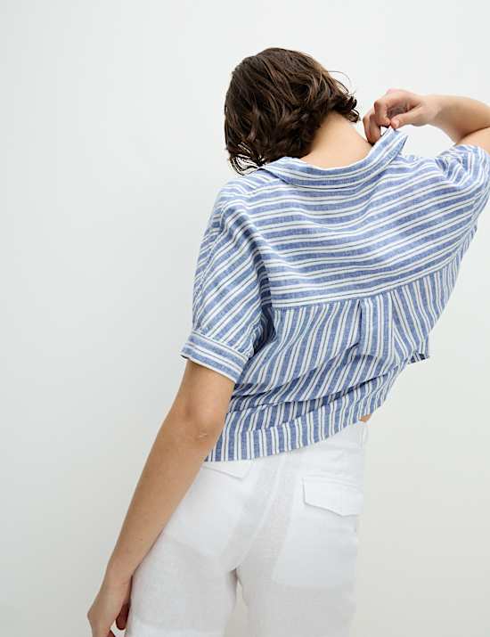 Linen Rich Striped Relaxed Shirt