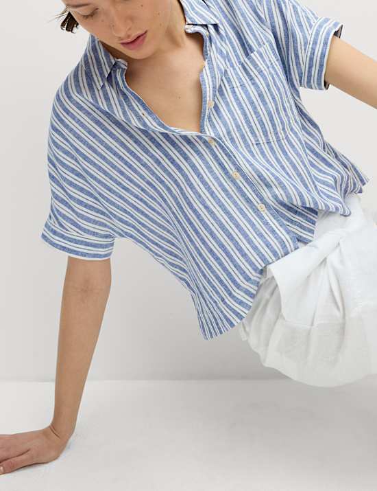 Linen Rich Striped Relaxed Shirt