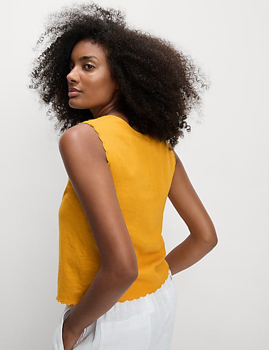 Linen Rich Cutwork Detail Top