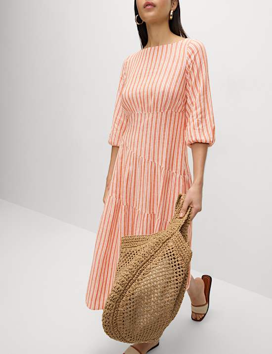 Linen Rich Asymmetrical Midi Beach Dress