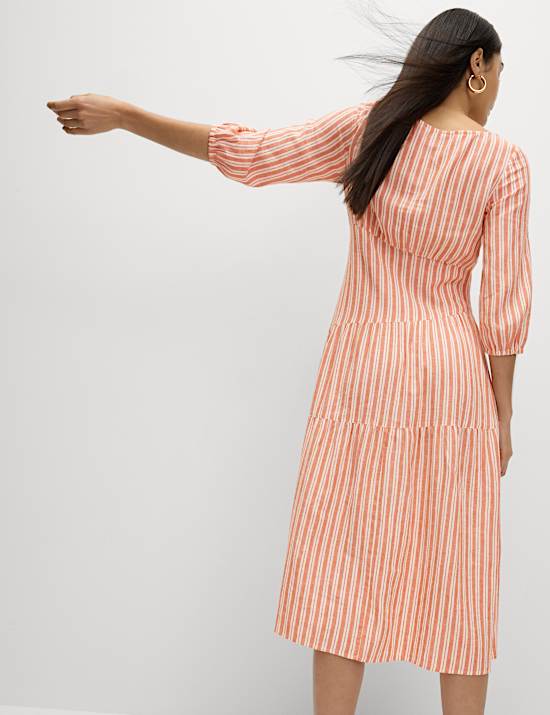 Linen Rich Asymmetrical Midi Beach Dress