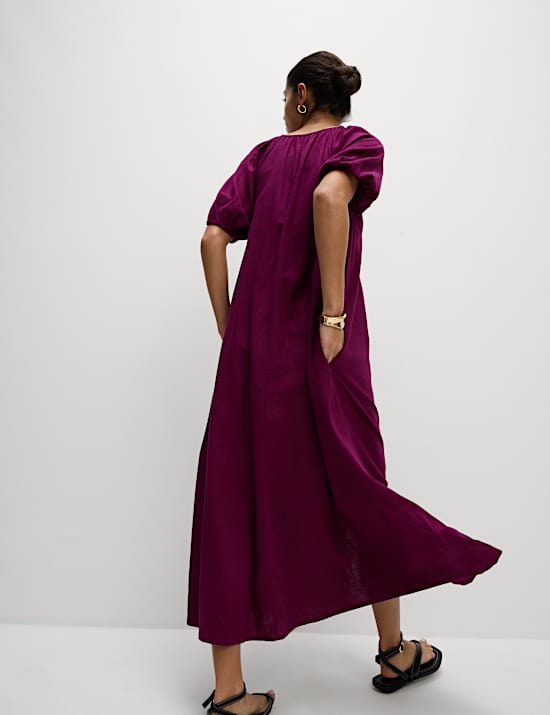 Linen Rich Midi Swing Dress