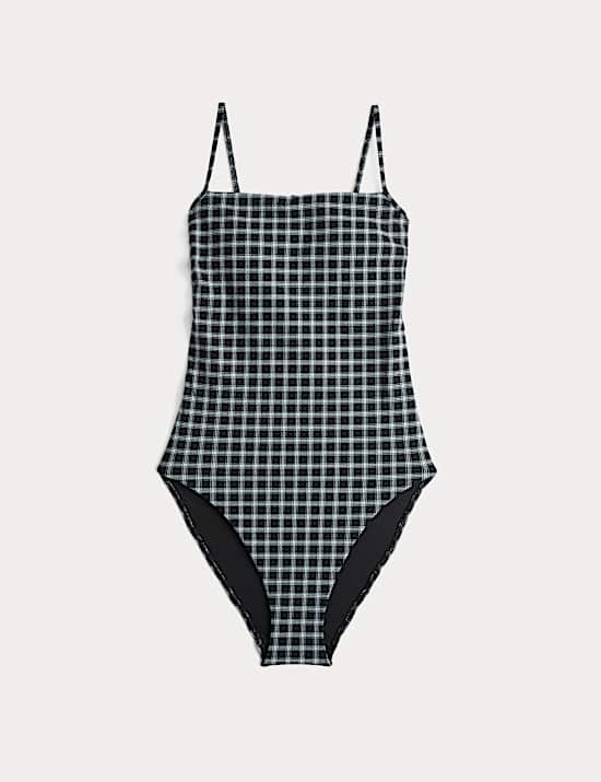 Maillot de bain &agrave; encolure carr&eacute;e et imprim&eacute;