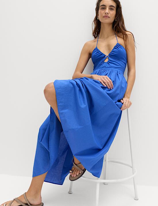 Pure Cotton Cutout Midaxi Beach Dress