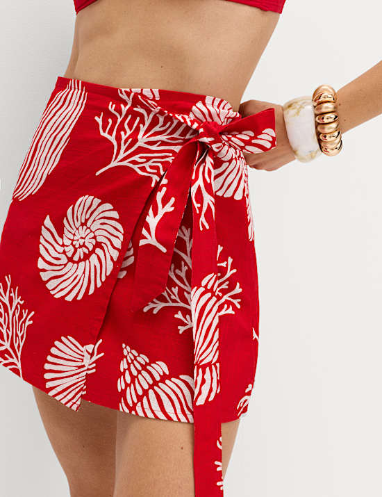 Pure Cotton Printed Wrap Mini Beach Skirt