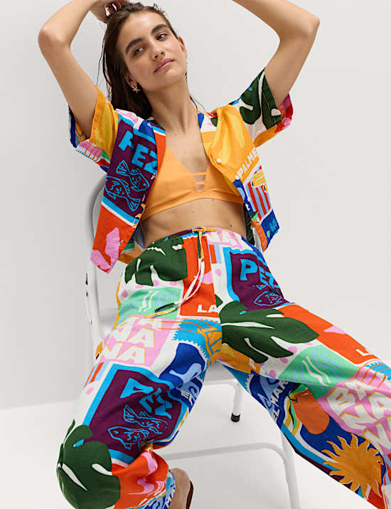 Pure Cotton Printed Beach Trousers