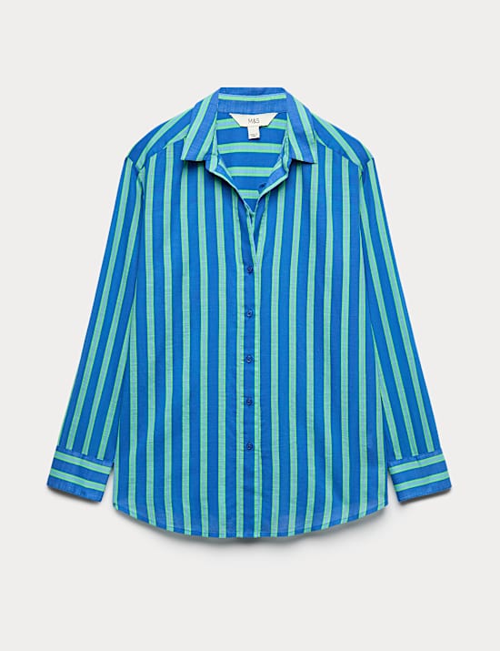 Pure Cotton Striped Long Sleeve Beach Shirt