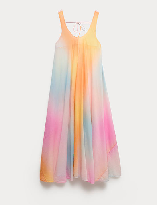 Pure Cotton Ombre Scoop Neck Volume Dress