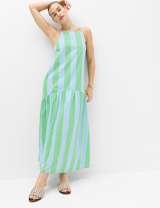 Pure Cotton Strappy Square Neck Beach Dress
