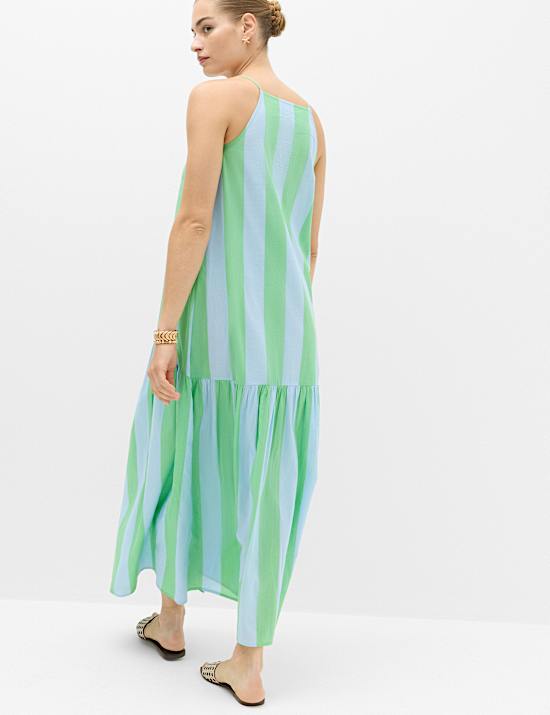 Pure Cotton Strappy Square Neck Beach Dress