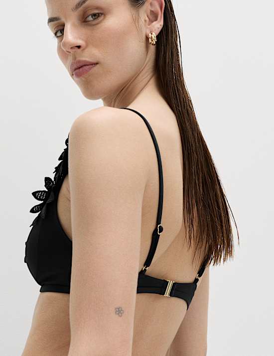 Floral Detail Plunge Bikini Top