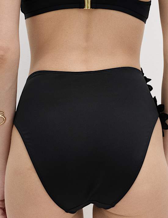 Floral Detail High Waisted Bikini Bottoms