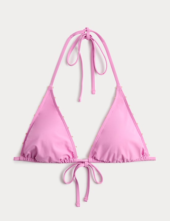 Bead Detail Triangle Bikini Top